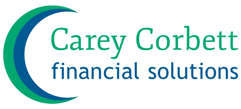 Logo of Carey Corbett Financial Solutions with a green and blue crescent design.