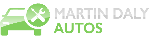 Green car and tools logo for Martin Daly Autos, automotive service and repair specialist.