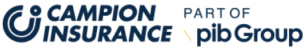 Campion Insurance logo, part of PIB Group, blue text with a stylized letter C symbol on the left.