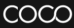 COCO logo in white text on black background, simple modern font style, emphasizing brand name.