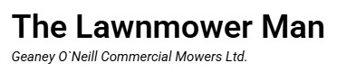 The Lawnmower Man text logo for Geaney O'Neill Commercial Mowers Ltd.
